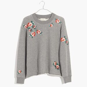 Madewell Floral Embroidered Cropped Sweatshirt